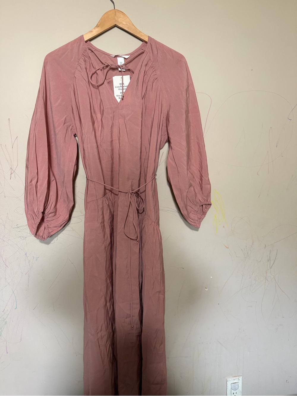 H&M Mauve Tie-Waist Maxi Dress